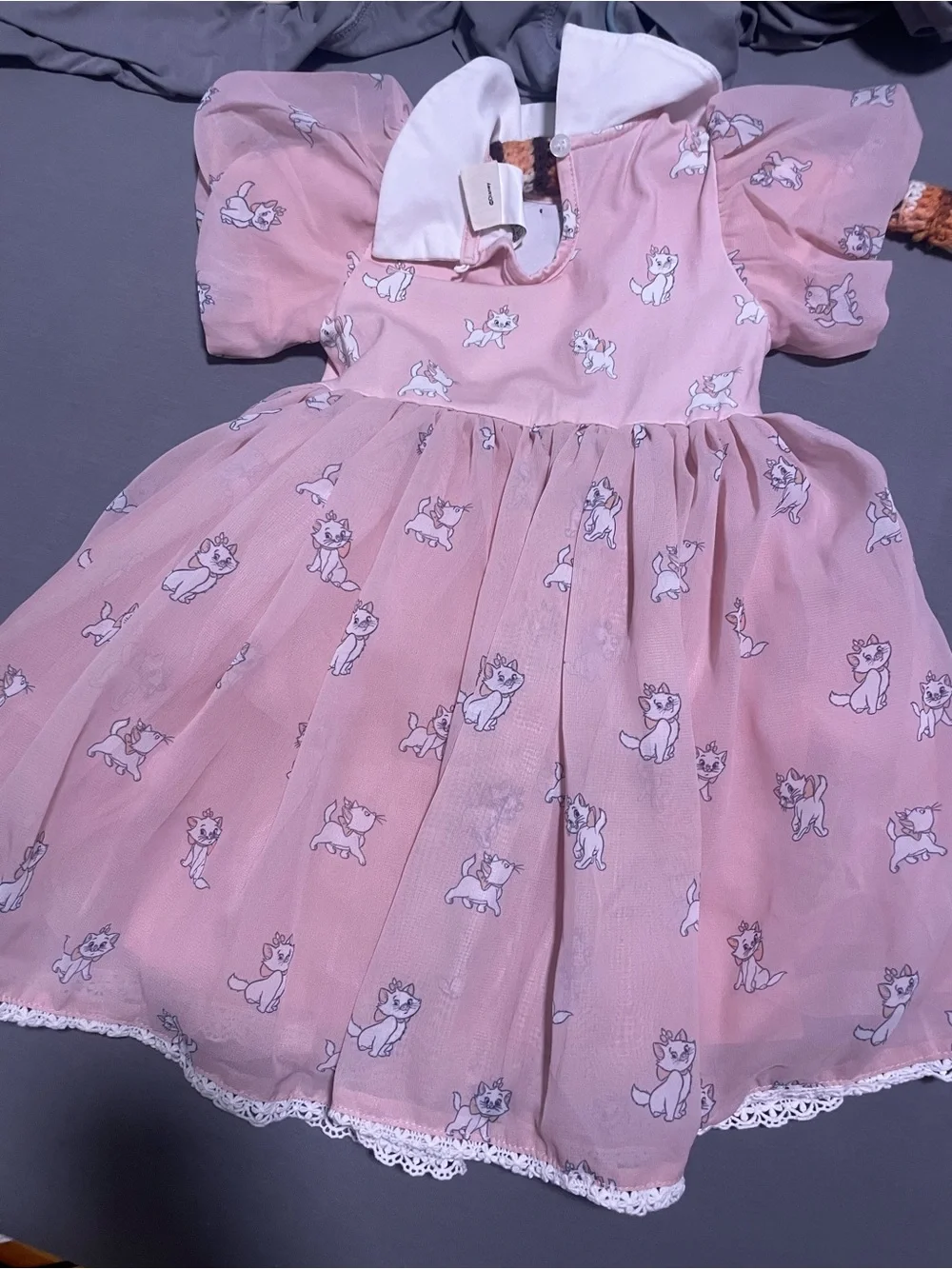 Girls Marie aristocats Print Dress with Peter Pan Collar
